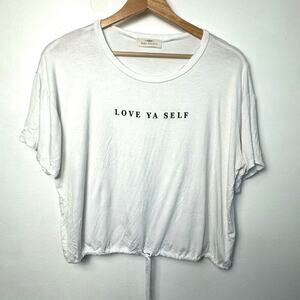Rebel Society "Love Ya Self" Cropped Tie Waist XL T-Shirt